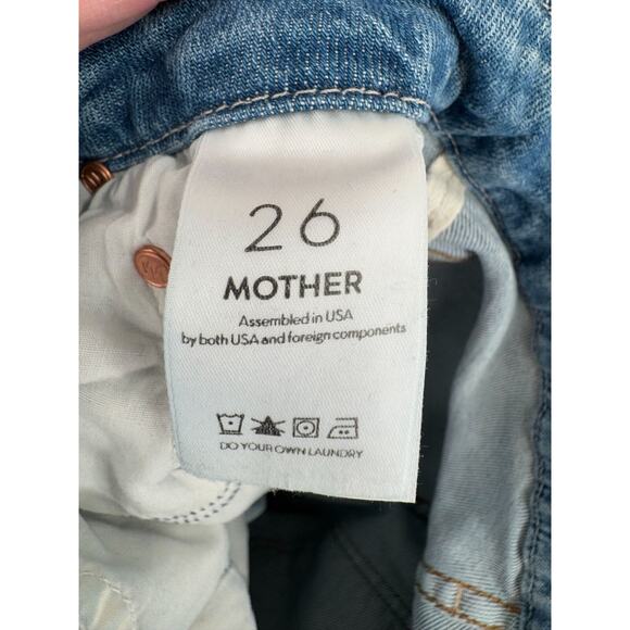 Mother Denim High Waisted Looker Ankle Fray Jeans Women's 26 Blue Destroyed - Picture 11 of 15